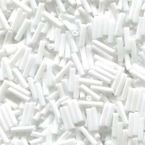 Miyuki 6mm Slender Bugle Bead - SLB136-402 - Opaque White - 100gm Bag