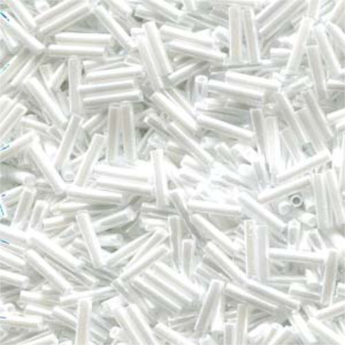 Miyuki 6mm Slender Bugle Bead - SLB136-420 - Opaque White Luster - 100gm Bag