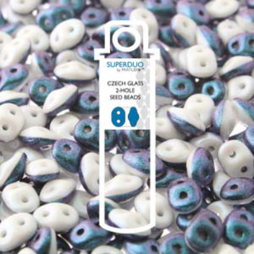 Super Duo 2.5mm x 5mm - DU0503849-29074 - Duet Black & White Polychrome Blueberry - 22.5gm Tube