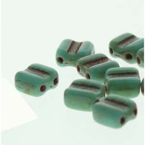 Groovy 6mm - GRV0663130-86805 - Opaque Green Turquoise Dark Travertine - 30 Bead Strand