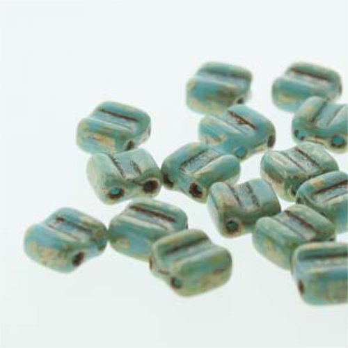 Groovy 6mm - GRV0663030-43400 - Opaque Blue Turquoise Picasso - 30 Bead Strand