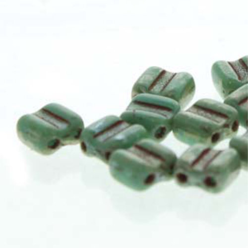 Groovy 6mm - GRV0663130-43400 - Opaque Green Turquoise Picasso - 30 Bead Strand