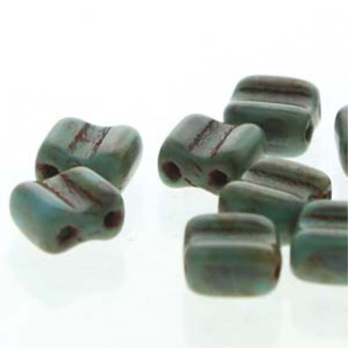 Groovy 6mm - GRV0663030-86805 - Opaque Blue Turquoise Dark Travertine - 30 Bead Strand