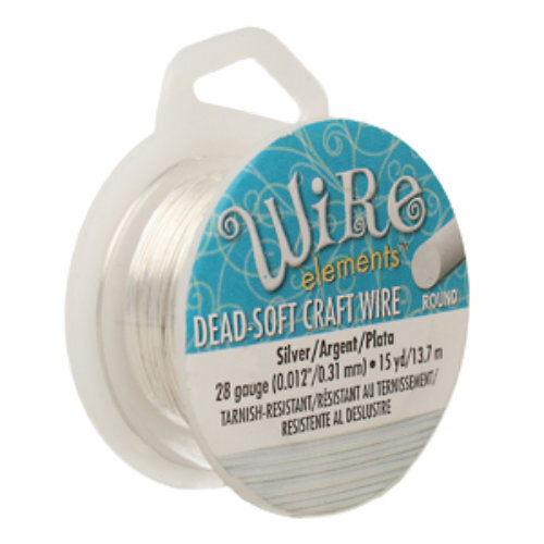 Tarnish Resistant Soft Temper Silver 28 Gauge Round Wire - 15yd / 13m Spool - CW28R-SL-15