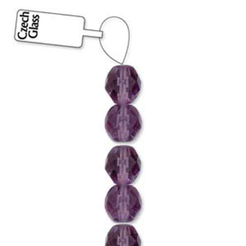 6mm Amethyst Czech Glass Simple Cut Beads, 3 Strand