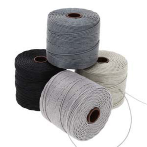S-Lon Standard Twist Bead / Macrame Cord (TEX210) - Cool Neutral Mix - Silver / Black / Light Grey / Dark Grey - 77yd Spools - SLBC-MIX162