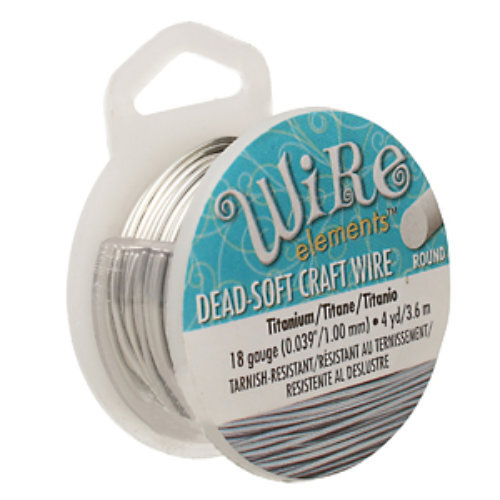 Tarnish Resistant Soft Temper Titanium 18 Gauge Round Wire - 4yd / 3.6m Spool - CW18R-TI-4