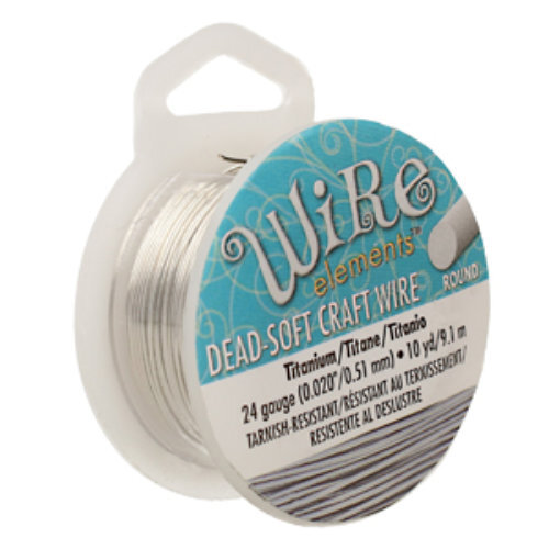 Tarnish Resistant Soft Temper Titanium 24 Gauge Round Wire - 10yd / 9m Spool  - CW24R-TI-10