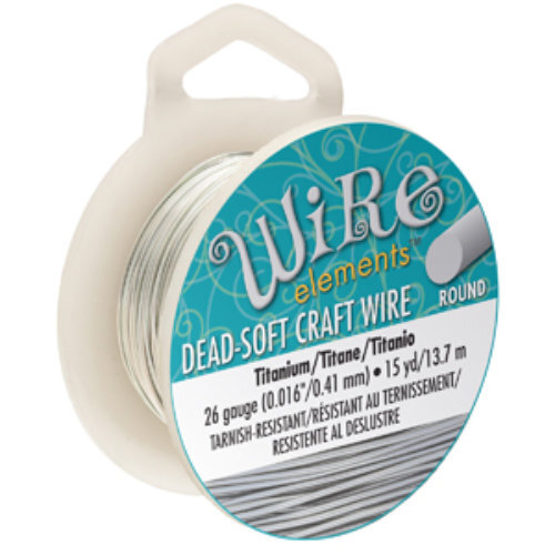 Tarnish Resistant Soft Temper Titanium 26 Gauge Round Wire - 15yd / 13m Spool - CW26R-TI-15