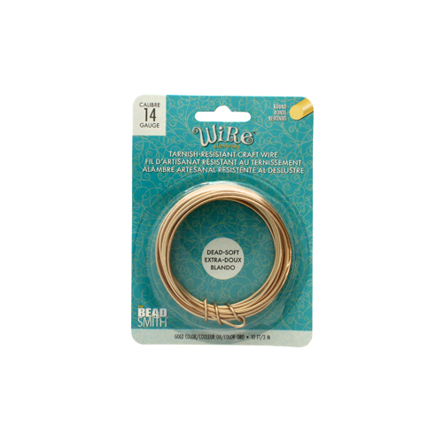 Tarnish Resistant Soft Temper Gold 14 Gauge Round Wire - 10ft / 3m Spool - CW14R-GL-10