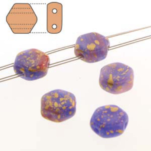 Honeycomb 6mm - HC0699995-94401 - Hodge Podge Blue Gold Splash - 30 Bead Strand
