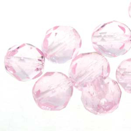 6mm Pink Round Faceted Beads, 25 Bead Strand - 6-FPR067020