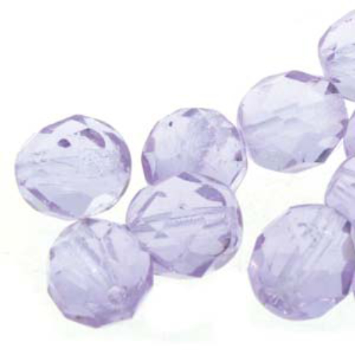 6mm Violet Round Faceted Beads - 25 Bead Strand - 6-FPR067048