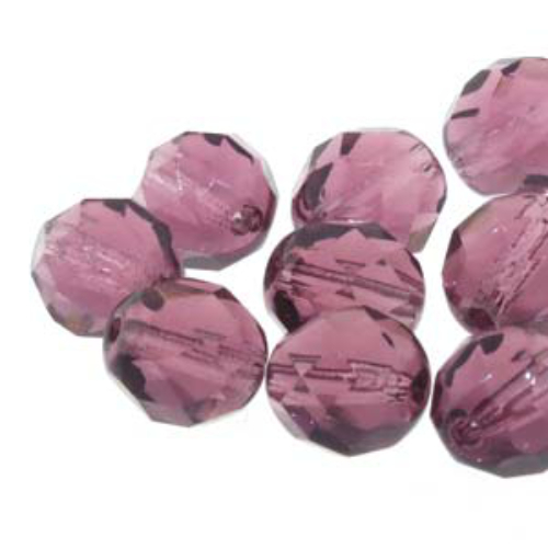 4mm Amethyst (Medium) Round Faceted Beads, 38 Bead Strand - 6-FPR042005