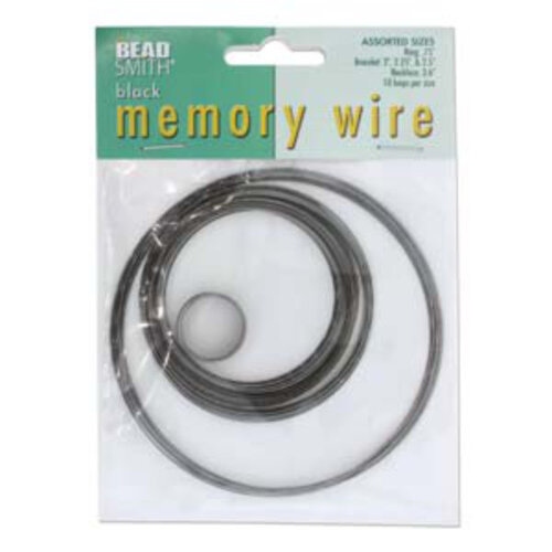 Memory Wire Asst 5 Sizes 10 Coils Ea Black Oxide Plated - CBWB-ASST