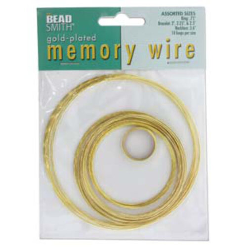 Memory Wire Asst 5 Sizes 10 Coils Each Gold Plated - CBWG-ASST