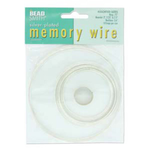 Memory Wire Asst 5 Sizes 10 Coils Ea Bright Silver Plated - CBWS-ASST