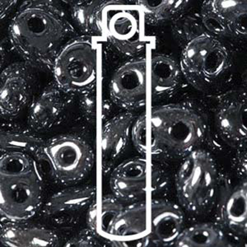 Twin Bead 2.5x5mm, Jet Iris Gunmetal - 23gm Tube - TWN49102-TB