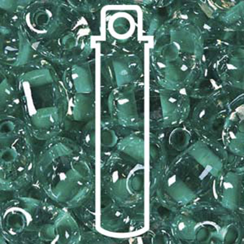 Twin Bead 2.5x5mm, Crystal with Green Lining - 23gm Tube - TWN38658-TB