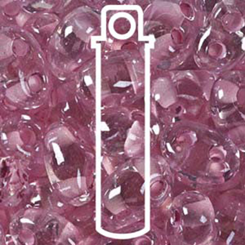 Twin Bead 2.5x5mm, Crystal with Pink Lining - 23gm Tube - TWN38694-TB