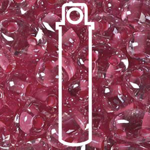 Twin Bead 2.5x5mm, Crystal with Dark Rose Lining - 23gm Tube - TWN38698-TB