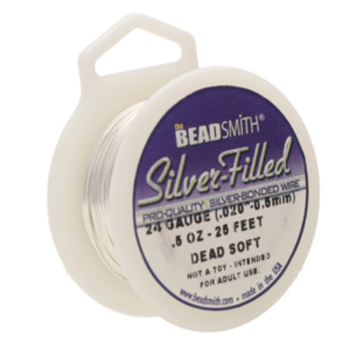 24 Gauge (0.51mm) - Dead Soft Round Wire - 25Ft/7.6m  925 Silver Filled - SFW24DS