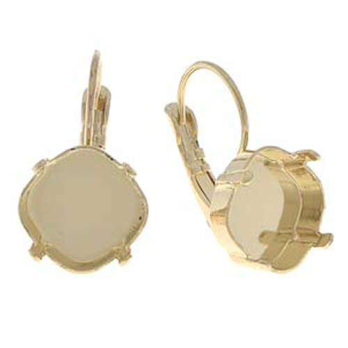 Gita - 12mm 4470 Square Leverback Earring Setting - Pair - C5000107YG - Yellow Gold