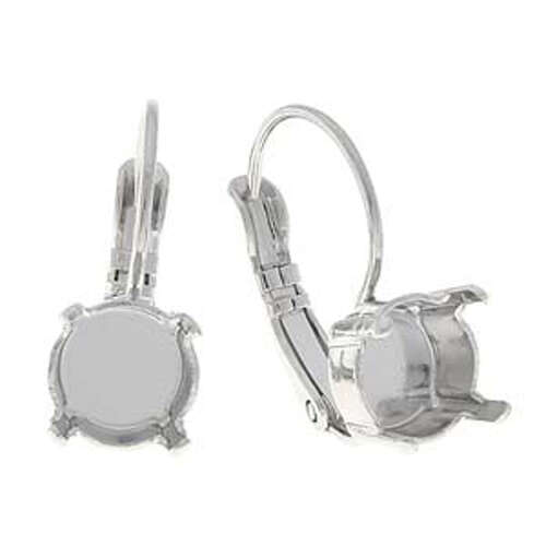 Gita - SS39 1088 Chaton Leverback Earring Setting - Pair - C5000248RH - Rhodium