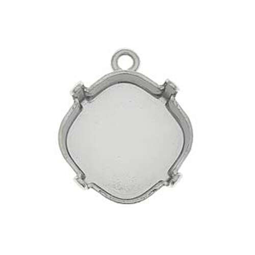 Gita - 12mm 4470 Square Pendant Setting with Top Loop - C5000146RH - Rhodium
