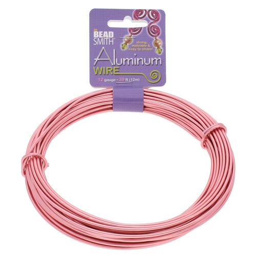 Aluminum Wire Rose Gold 12 Gauge Round Wire - 39ft / 11.89m Spool - DA2610-RG