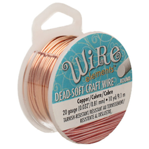 Tarnish Resistant Soft Temper Natural Copper 20 Gauge Round Wire - 10yd / 9m Spool  - CW20R-CP-10