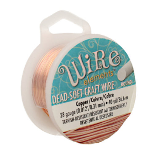Tarnish Resistant Soft Temper Natural Copper 28 Gauge Round Wire - 40yd / 36m Spool - CW28R-CP-40