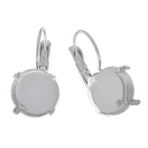Gita - 12mm 1122 Rivoli Leverback Earring Setting - Pair - C5000319RH - Rhodium