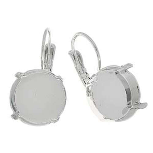 Gita - 14mm 1122 Rivoli Leverback Earring Setting - Pair - C5001171RH - Rhodium
