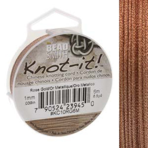 Chinese Knotting Cord Metallic Rose Gold - 1mm - 6m - KC10RG6M