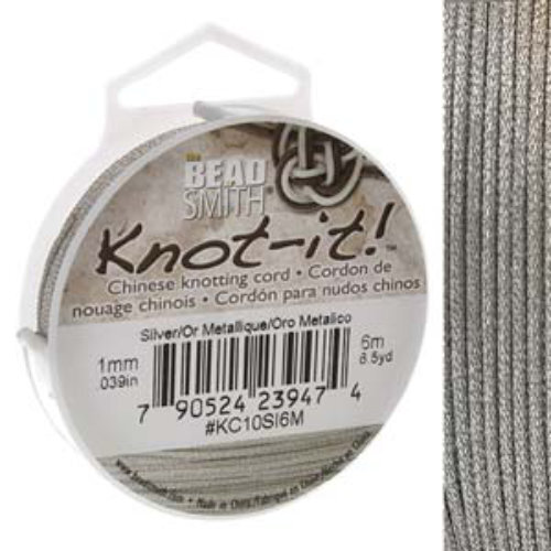 Chinese Knotting Cord Metallic Silver - 1mm - 6m - KC10SI6M