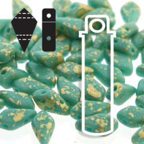 Kite 9mm x 5mm - KT9563120-94401 - Turquoise Green Gold Splash - 24gm Tube