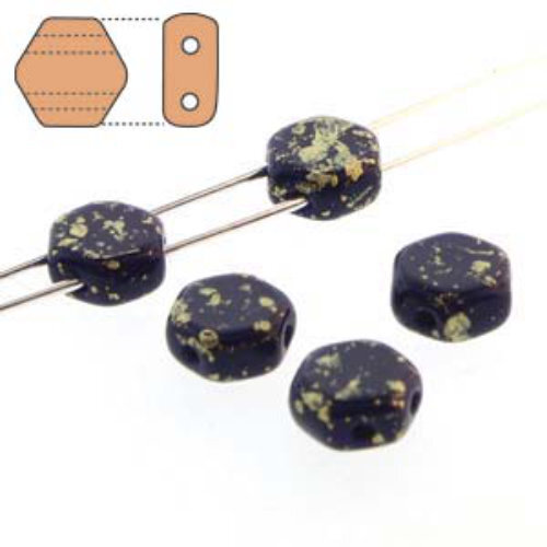 Honeycomb 6mm - HC0633400-94401 - Navy Gold Splash - 30 Bead Strand