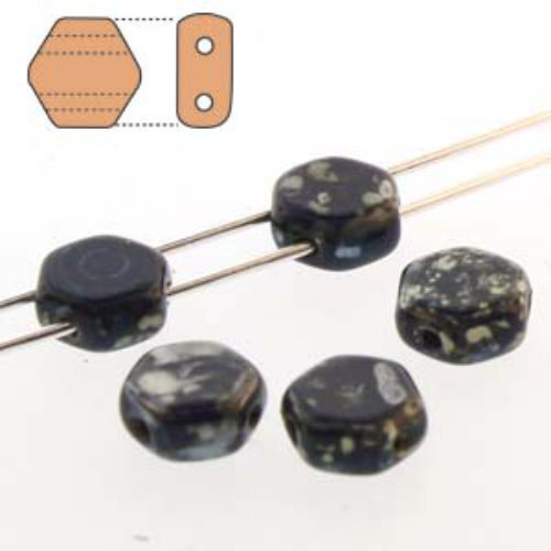 Honeycomb 6mm - HC0633400-43400 - Navy Picasso - 30 Bead Strand