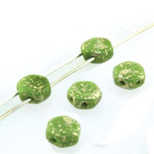 Honeycomb 6mm - HC0653410-94401 - Opaque Wasabi Gold Splash - 30 Bead Strand
