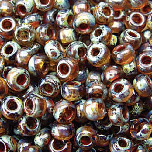 Miyuki 6/0 Rocaille Bead - 6-94505 - Transparent Picasso Light Smoky Topaz - 100gm Bag