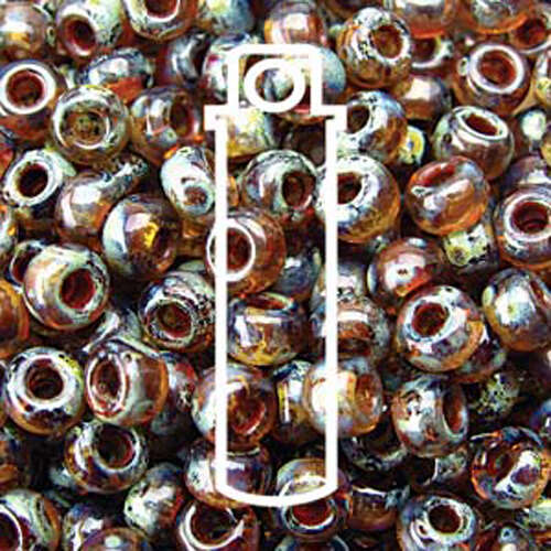 Miyuki 6/0 Rocaille Bead - 6-94505 - Transparent Picasso Light Smoky Topaz - 20gm Tube