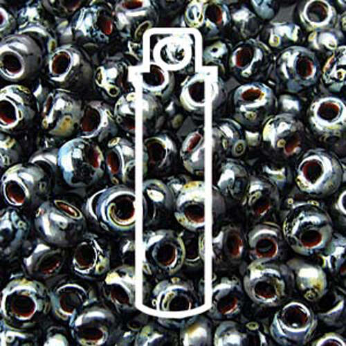 Miyuki 6/0 Rocaille Bead - 6-94511 - Matte Opaque Picasso Smoky Black - 20gm Tube