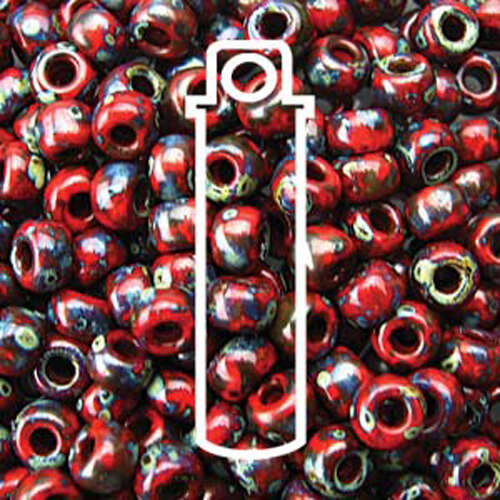 Miyuki 6/0 Rocaille Bead - 6-94513 - Matte Opaque Picasso Red Garnet - 20gm Tube