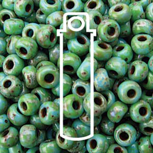 Miyuki 6/0 Rocaille Bead - 6-94514 - Matte Opaque Picasso Seafoam Green - 20gm Tube