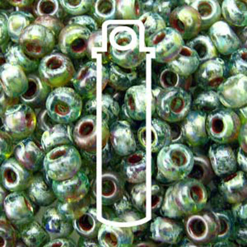 Miyuki 8/0 Rocaille Bead - 8-94506 - Transparent Picasso Olivine - 22gm Tube