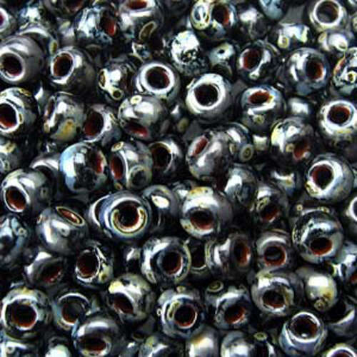 Miyuki 8/0 Rocaille Bead - 8-94511 - Matte Opaque Picasso Smoky Black - 100gm Bag