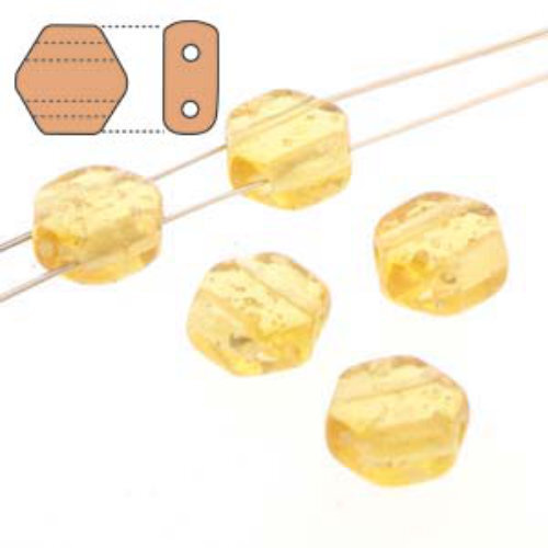 Honeycomb 6mm - HC0610060-94401 - Transparent Topaz Gold Splash - 30 Bead Strand