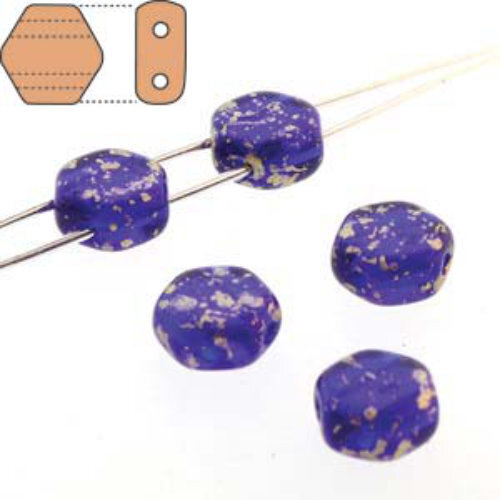 Honeycomb 6mm - HC0630090-94401 - Cobalt Gold Splash - 30 Bead Strand