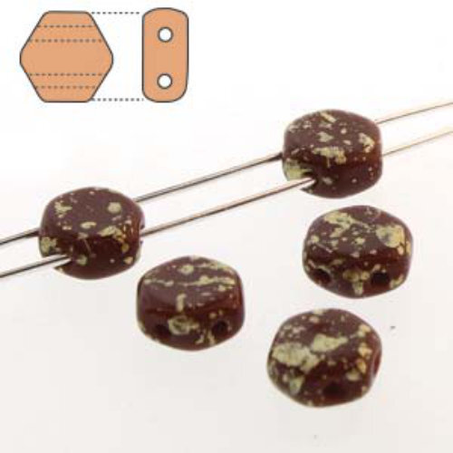 Honeycomb 6mm - HC0613600-94401 - Opaque Gold Splash Brown - 30 Bead Strand